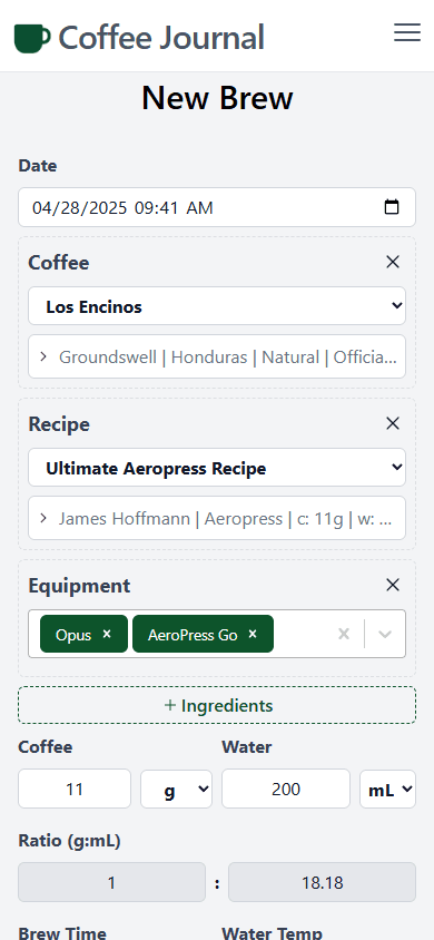 Coffee Journal New Brew